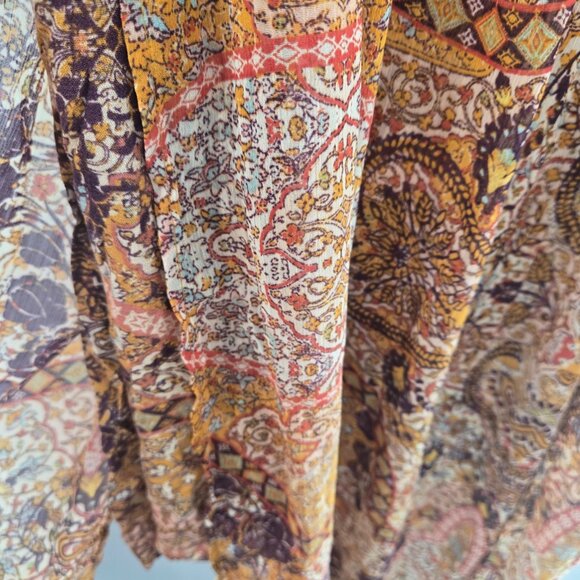 Xhilaration Orange Brown Boho Gypsy Gauze Semi-Sheer Maxi Dress Size Small - Picture 5 of 12